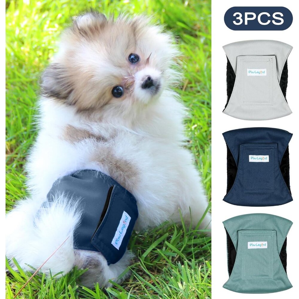 Paw Legend Washable Dogs Diapers Male Dog Belly (3 Pack, Medium)